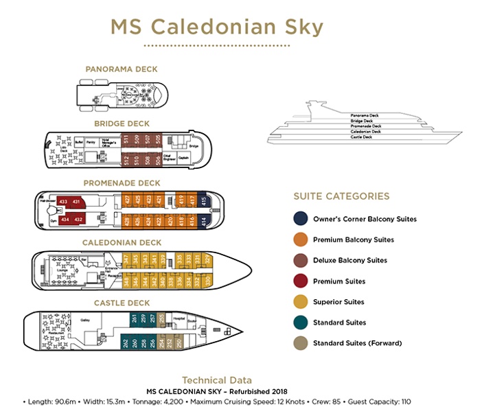 Caledonian Sky - Deck plan