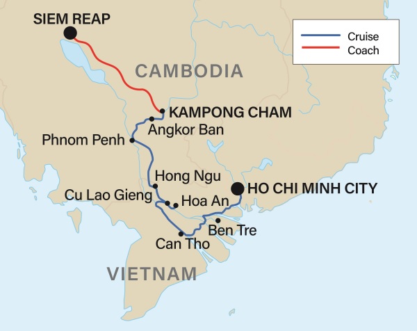Mekong Princess, 7 Night Mekong River Delta (upstream) ex Ho Chi Minh City to Siem Reap
