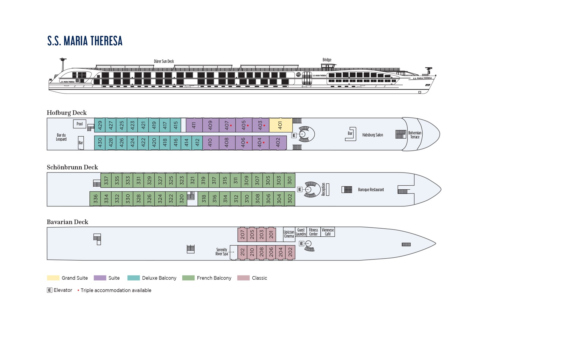 S.S. Maria Theresa - Schönbrunn Deck