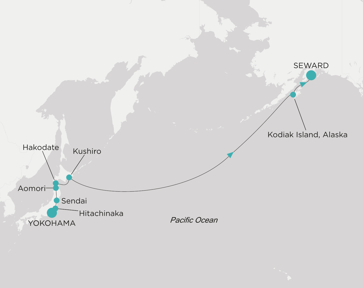 Transoceanic Flight Map Crystal Serenity, 13 Night Transoceanic ex Yokohama, Japan to Seward ...