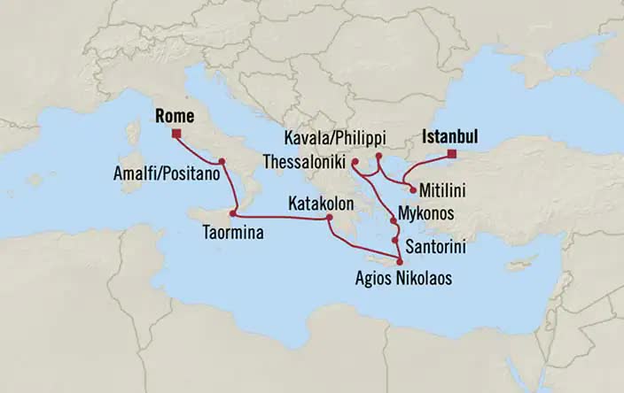 Turkey To Rome Map Sirena, 10 Night Iconic Greek Isles ex Istanbul, Turkey to Rome ...
