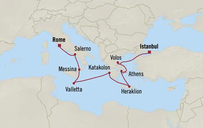 Turkey To Rome Map Allura, 9 Night Medieval Mediterranean ex Istanbul, Turkey to Rome ...