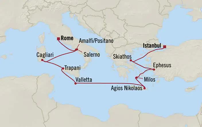 Turkey To Rome Map Allura, 12 Night Artifacts & Antiquities ex Rome (Civitavecchia), Italy ...